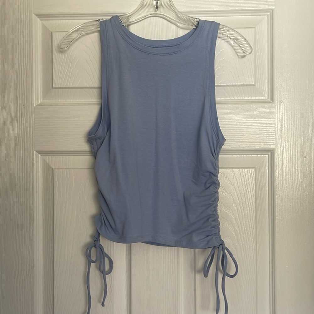 Hollister large Heather blue top w/ draw string sides
